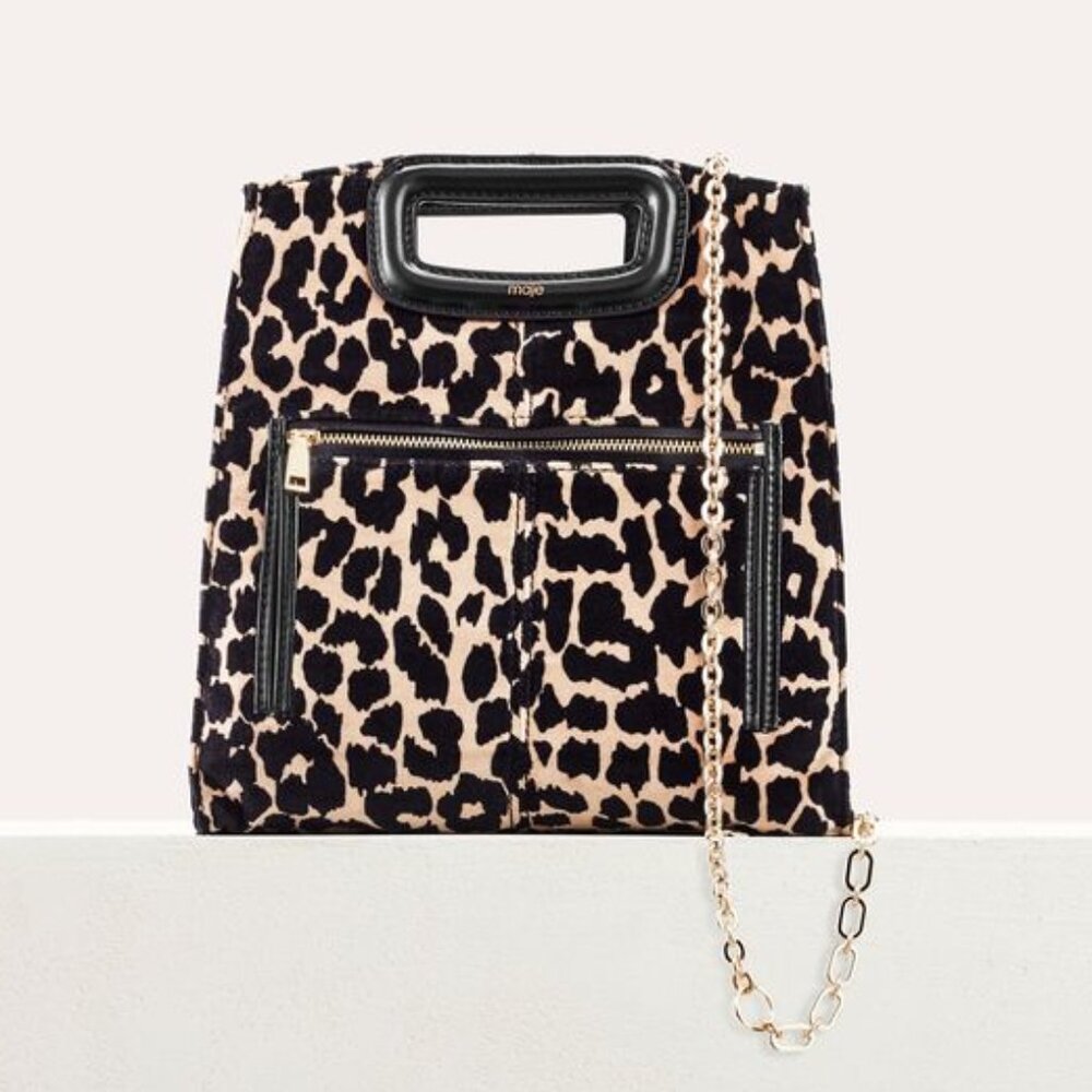 RARE 🔥- Maje Small Leopard Print Handbag Gold Chain Strap